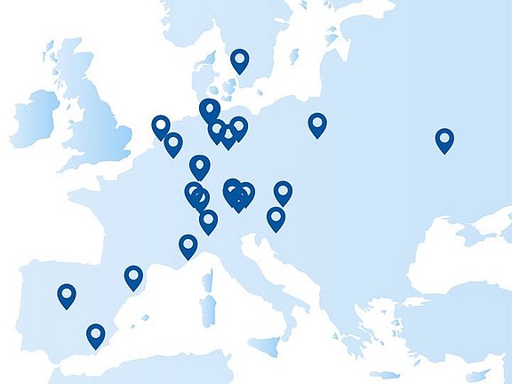 Standorte der Dermpharm AG in Europa